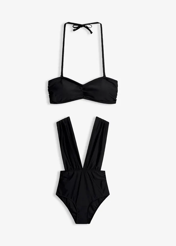 Costume intero + reggiseno bikini a fascia (set 2 pezzi), bonprix