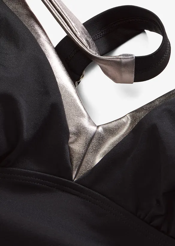 Costume intero con dettagli argentati e effetto modellante medio, bonprix