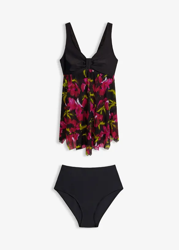 Tankini lungo con tessuto a rete stampato (set 2 pezzi), bonprix