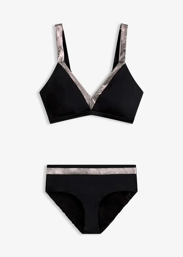 Bikini con inserti color argento (set 2 pezzi), bonprix