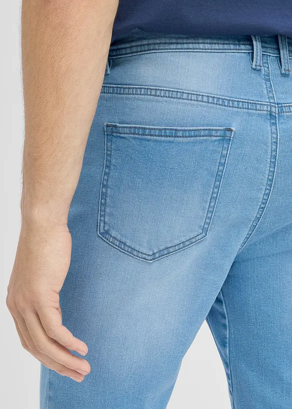 Bermuda in jeans elasticizzati con cavallo rinforzato, regular fit (pacco da 2), bonprix