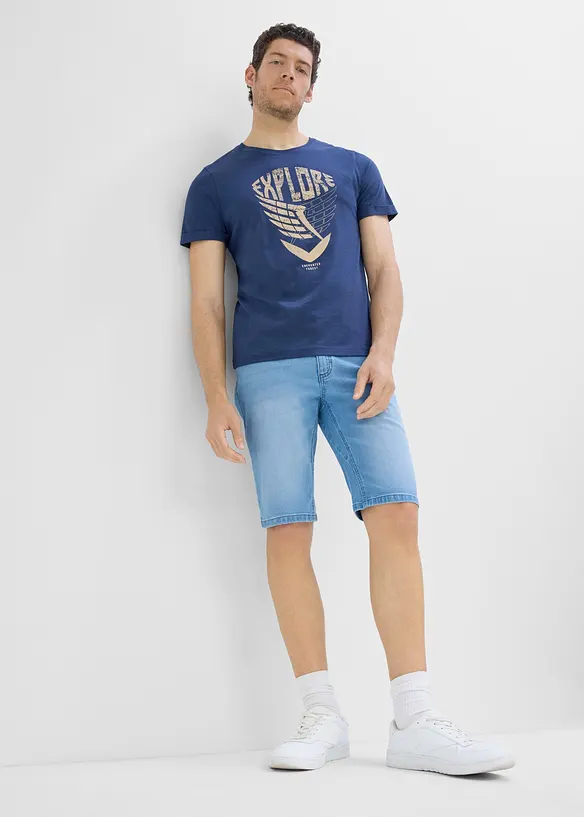 Bermuda in jeans elasticizzati con cavallo rinforzato, regular fit (pacco da 2), bonprix