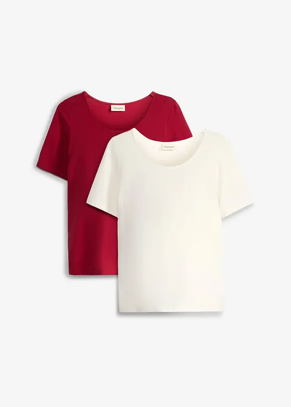 Maglia pr&eacute;maman con scollo rotondo ampio (pacco da 2), bonprix