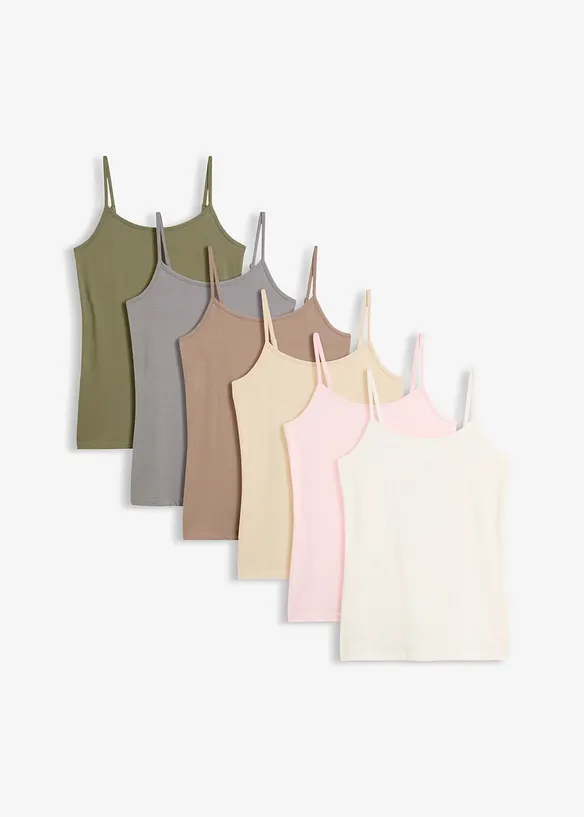Top con spalline sottili regolabili (pacco da 6), bonprix
