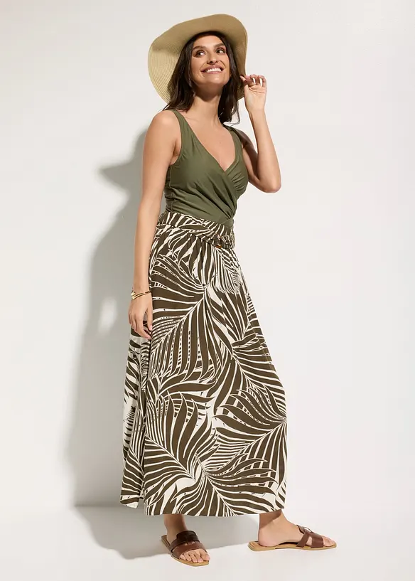 Gonna da spiaggia in materiale crinkle operato, bonprix