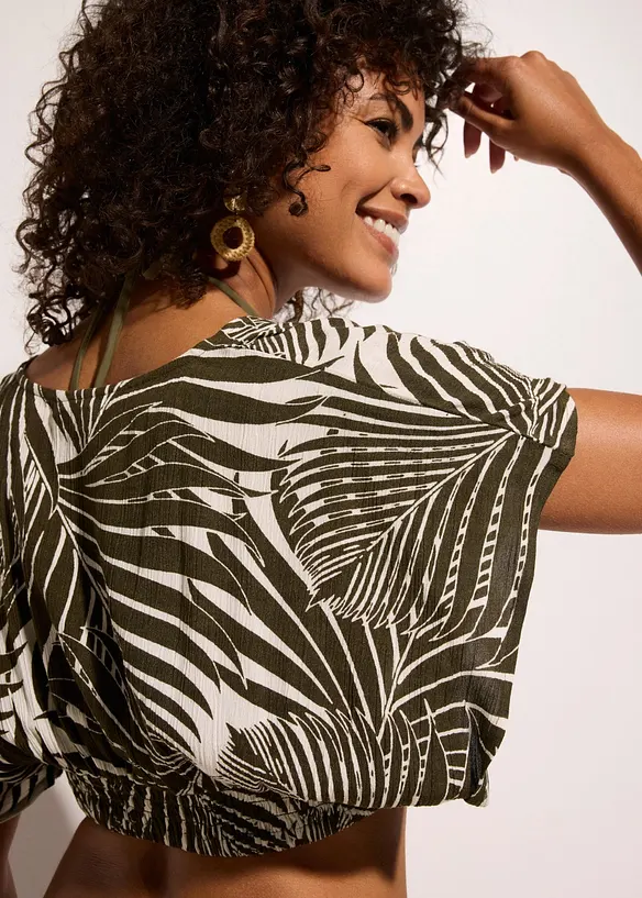 Blusa copricostume in crinkle operato, bonprix