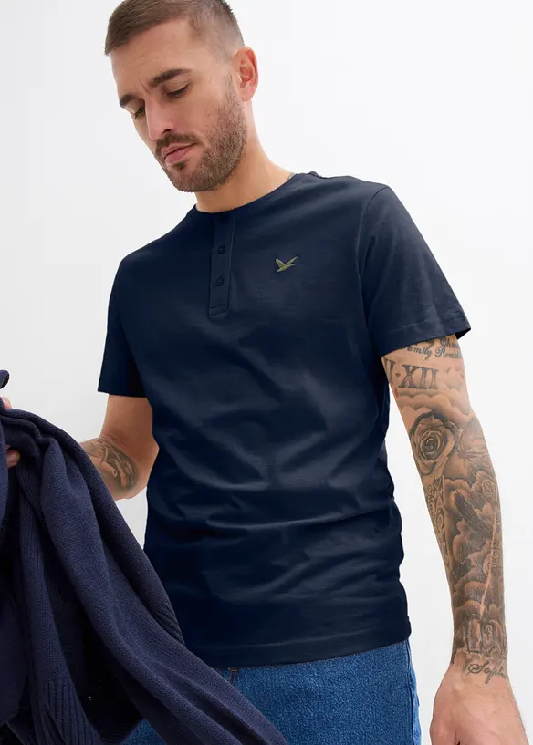 Maglia serafino in puro cotone biologico (pacco da 3), bonprix