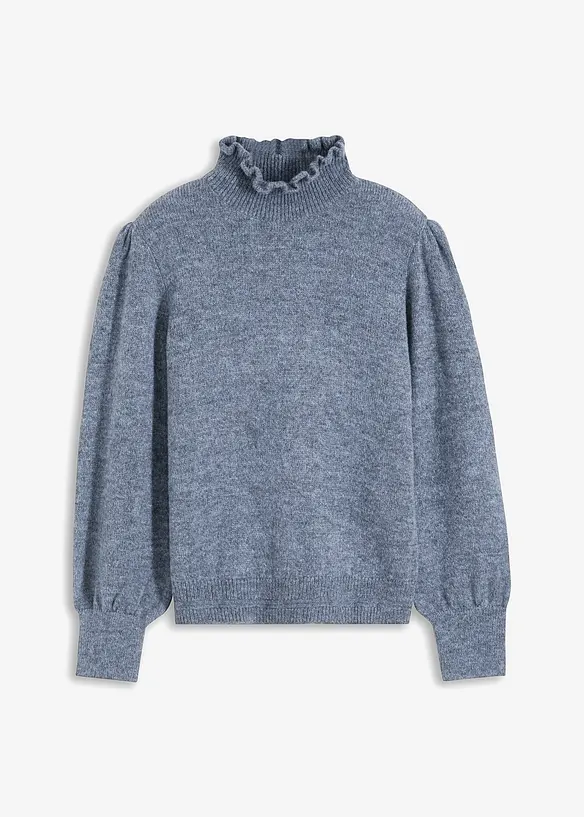 Maglione a collo alto con bordo ondulato, bonprix