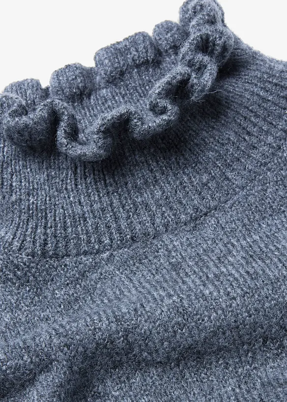 Maglione a collo alto con bordo ondulato, bonprix