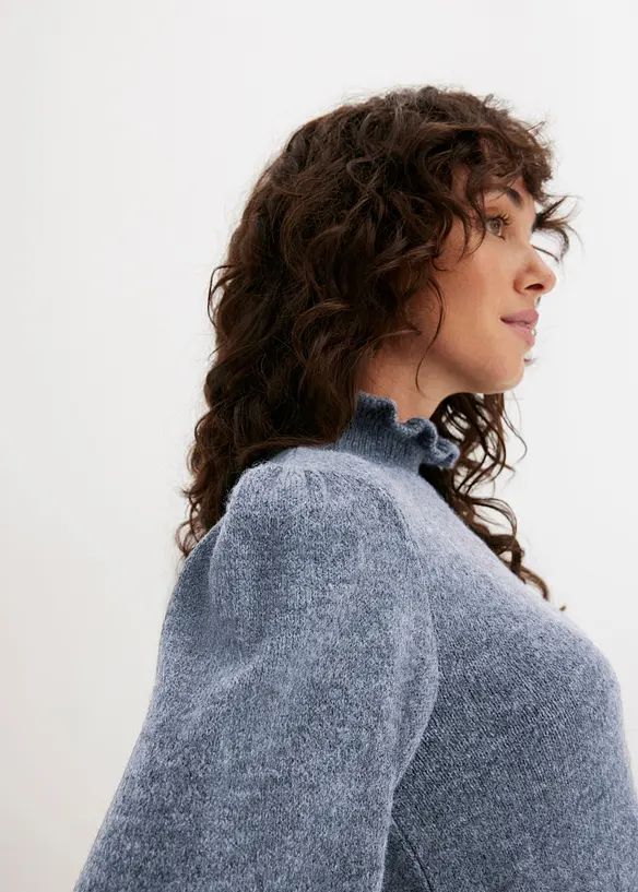 Maglione a collo alto con bordo ondulato, bonprix