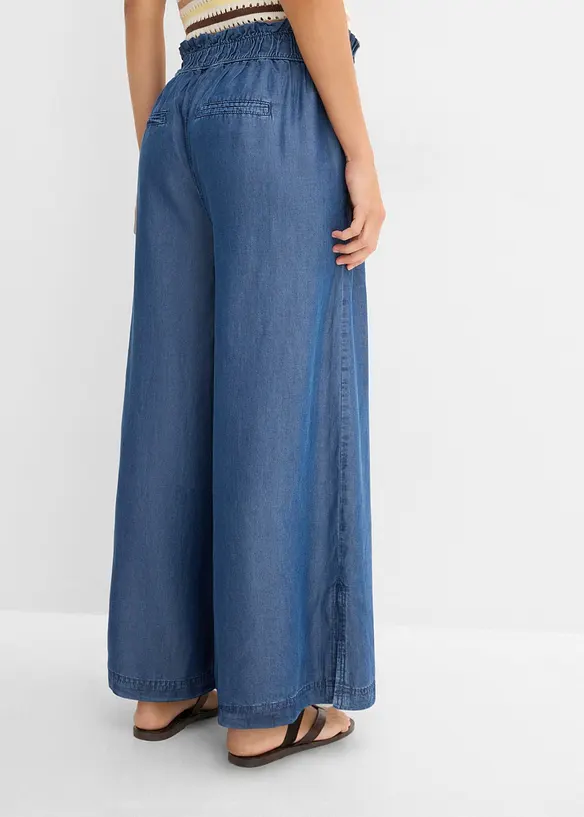 Pantaloni a palazzo cropped e fluenti con spacchi laterali, bonprix