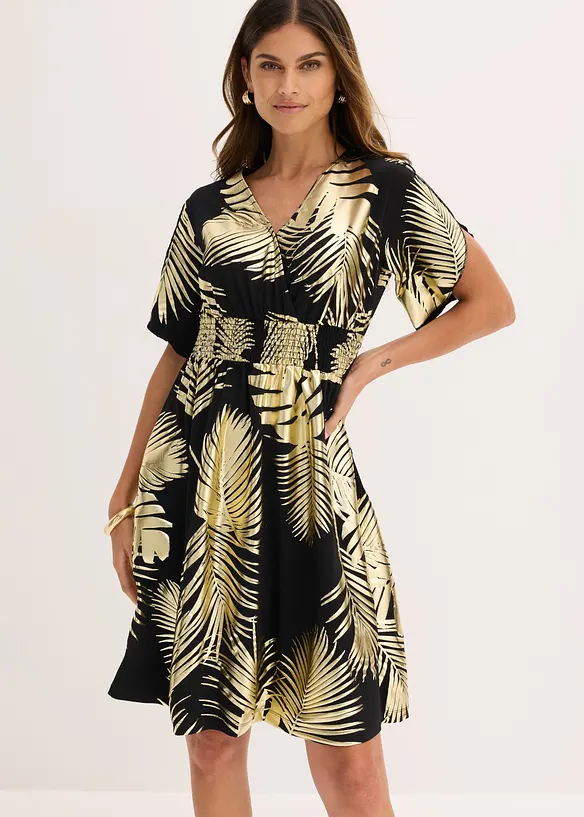 Abito di jersey con stampa dorata, bonprix