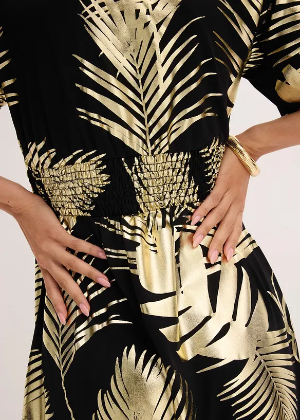 Abito di jersey con stampa dorata, bonprix