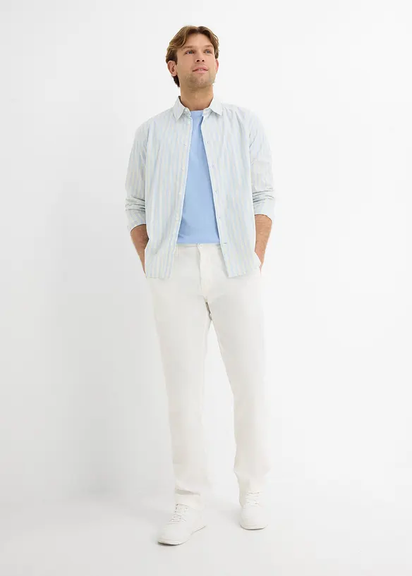 Pantaloni chino in misto lino regular fit, straight, bonprix