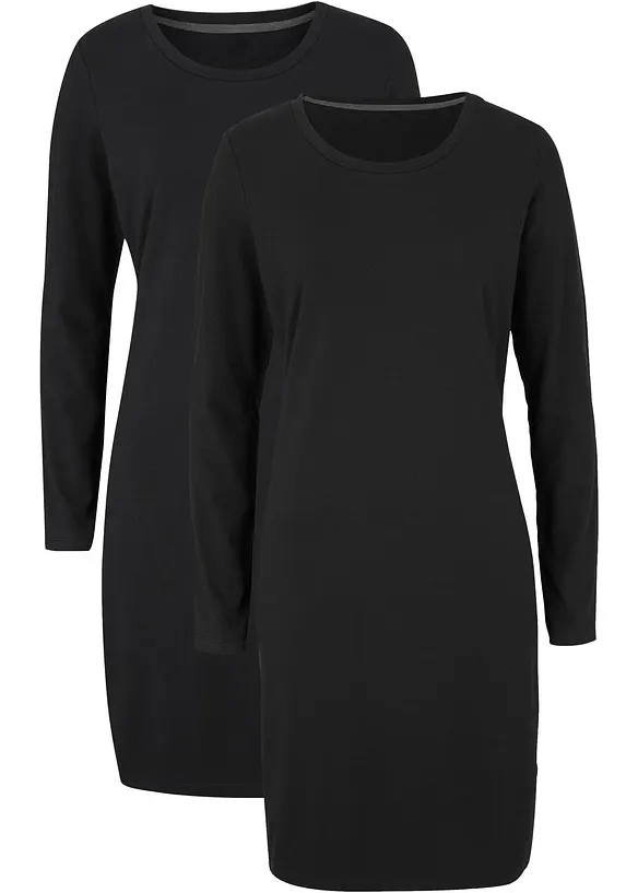 Abito in jersey aderente (pacco da 2), bonprix