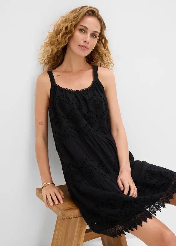 Abito in viscosa con spalline e pizzo, bonprix