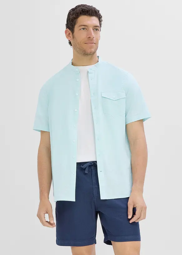 Camicia in misto lino a maniche corte, bonprix