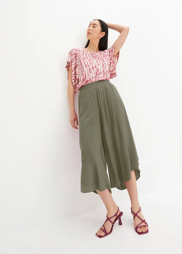 Pantaloni culotte al polpaccio in viscosa morbida, bonprix