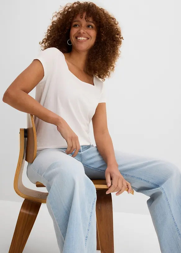 Maglia a maniche corte con scollo quadrato, bonprix