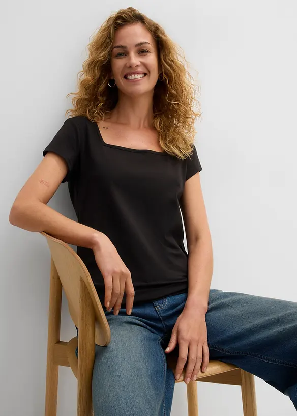 Maglia a maniche corte con scollo quadrato, bonprix