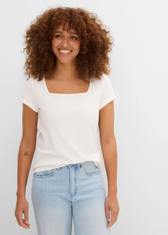 Maglia a maniche corte con scollo quadrato, bonprix