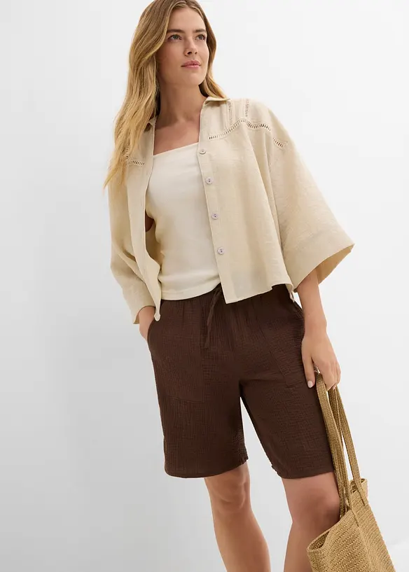 Bermuda in mussola con elastico in vita, bonprix