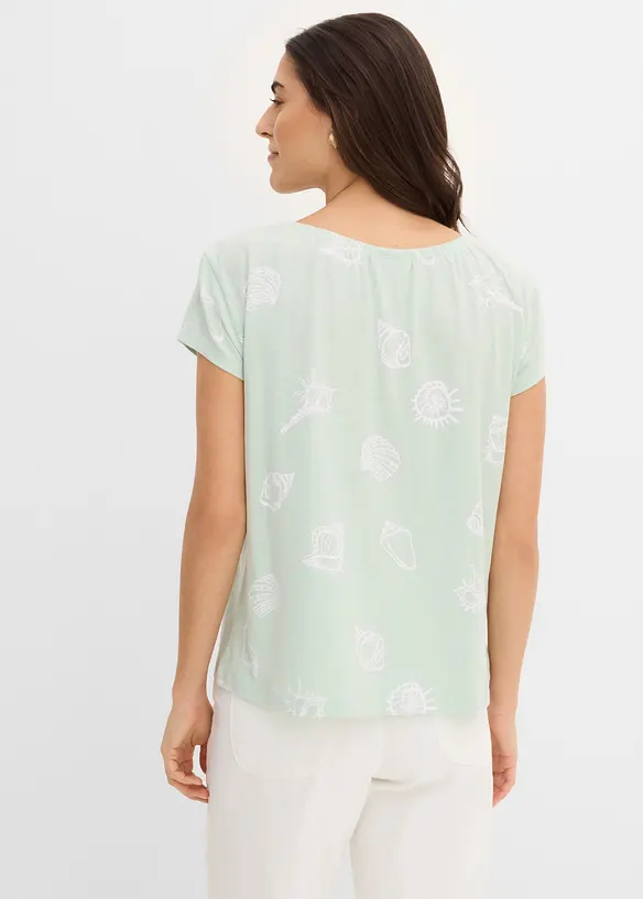 Maglia fantasia con scollo rotondo in cotone biologico, bonprix