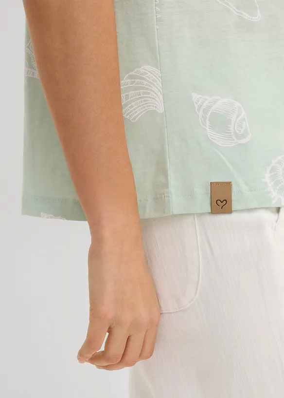 Maglia fantasia con scollo rotondo in cotone biologico, bonprix