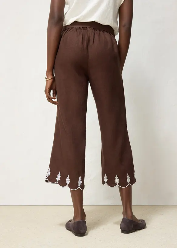 Pantaloni culotte in puro lino con cintura (set 2 pezzi), bonprix