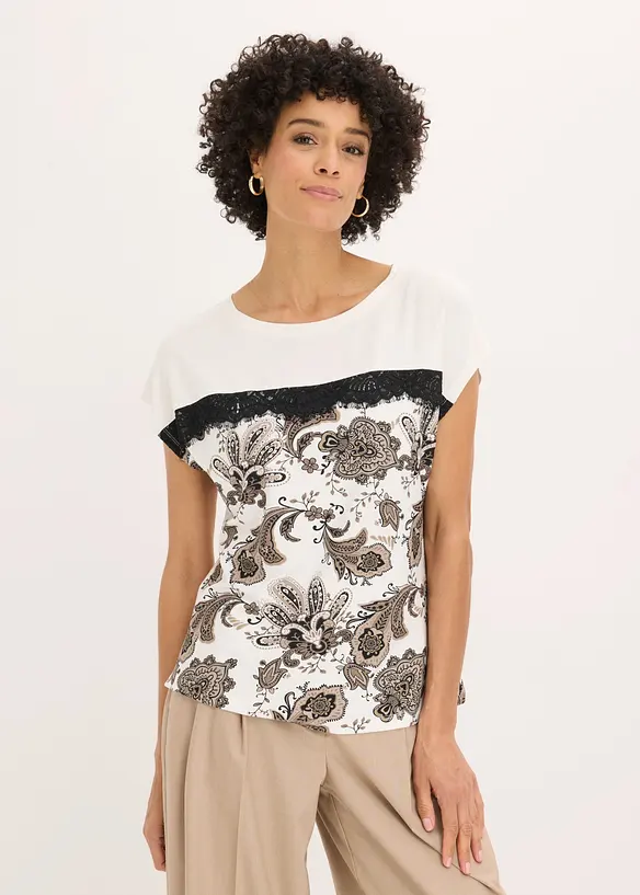 Maglia oversize con applicazione di pizzo, bonprix