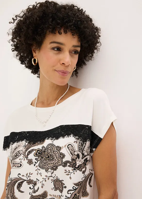 Maglia oversize con applicazione di pizzo, bonprix