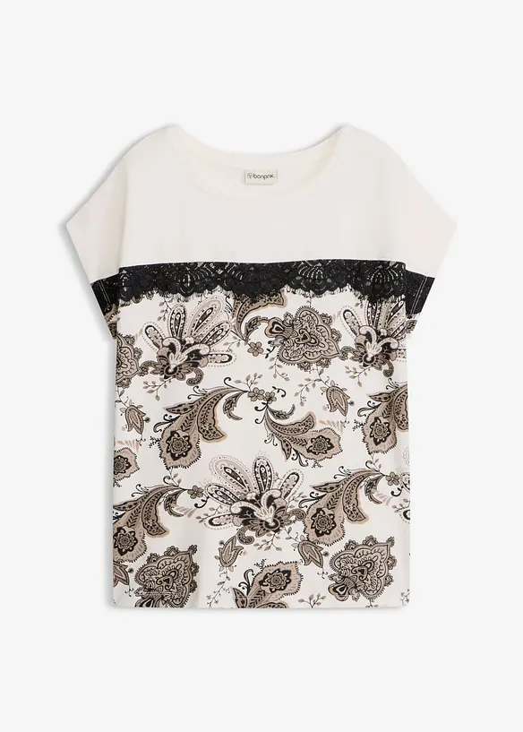 Maglia oversize con applicazione di pizzo, bonprix