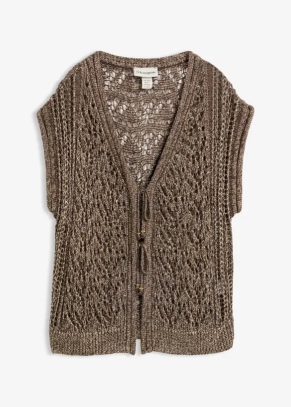 Gilet in maglia traforato con viscosa e filato glitterato, bonprix