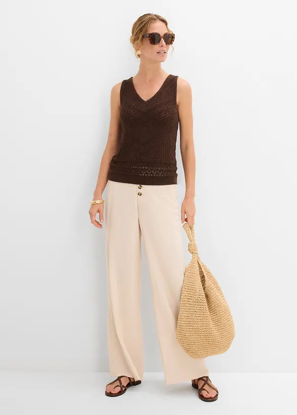 Top in maglia traforata con percentuale di cotone, bonprix