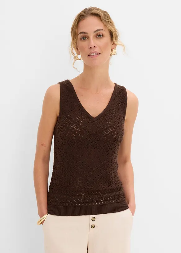 Top in maglia traforata con percentuale di cotone, bonprix