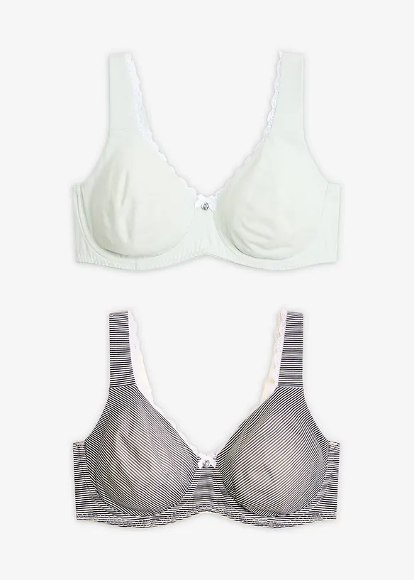 Reggiseno t-shirt non imbottito con ferretto e cotone biologico (pacco da 2), bonprix