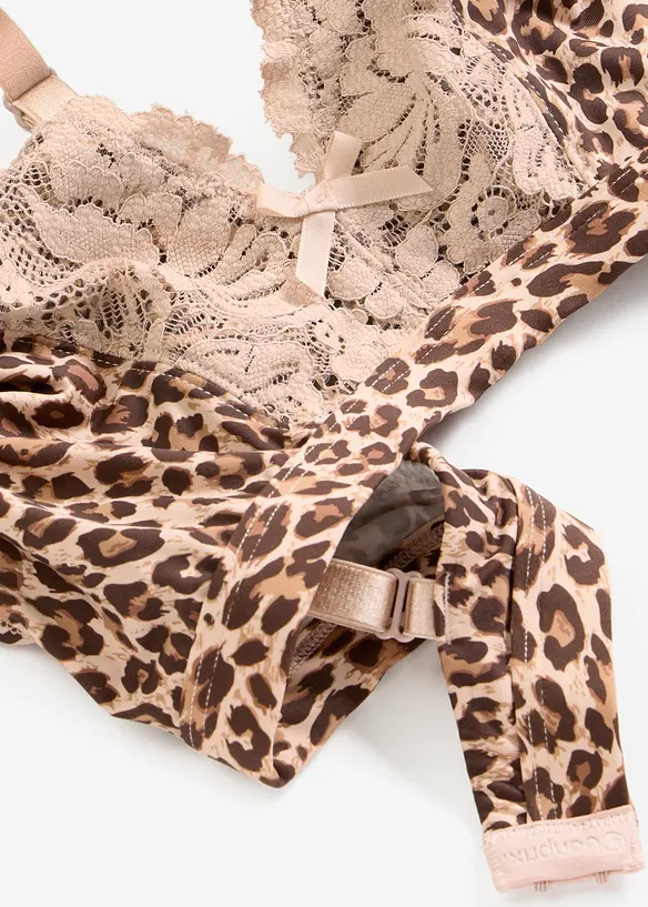 Bralette senza ferretto con fodera morbida e fantasia leopardata, bonprix