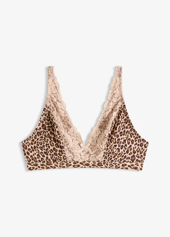 Bralette senza ferretto con fodera morbida e fantasia leopardata, bonprix