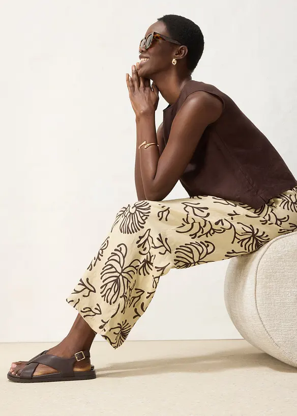 Pantaloni larghi in puro lino, bonprix
