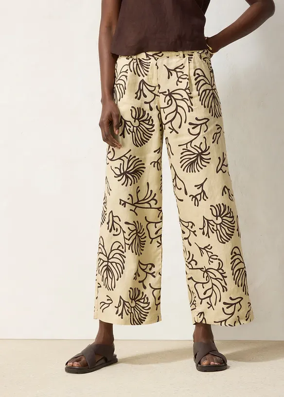 Pantaloni larghi in puro lino, bonprix
