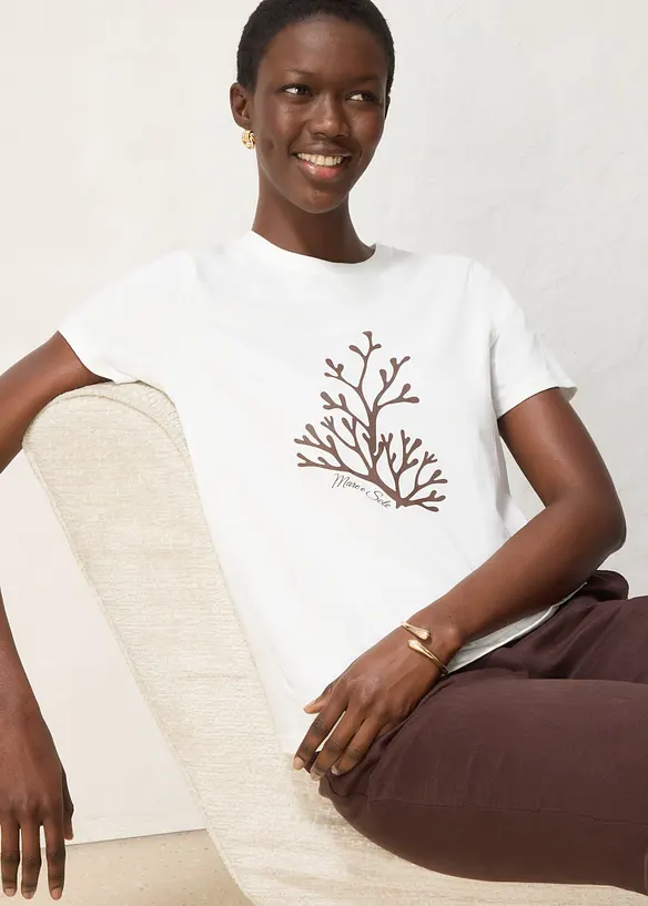 T-shirt con stampa e percentuale di seta, bonprix