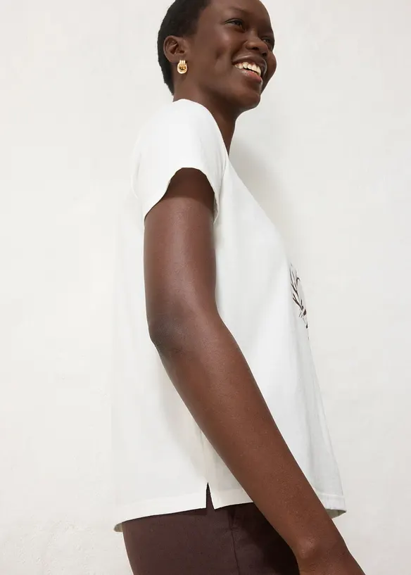 T-shirt con stampa e percentuale di seta, bonprix