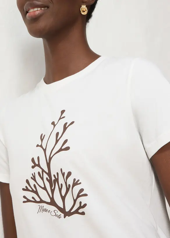 T-shirt con stampa e percentuale di seta, bonprix