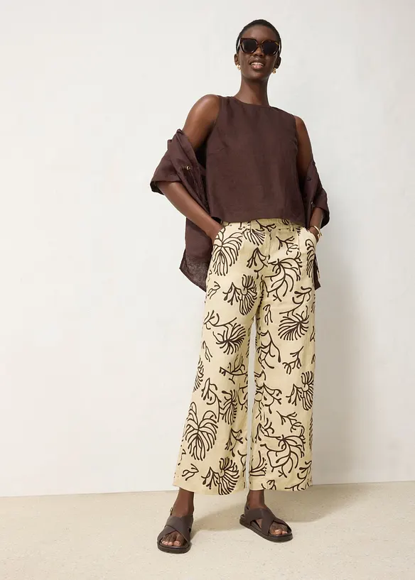 Pantaloni larghi in puro lino, bonprix