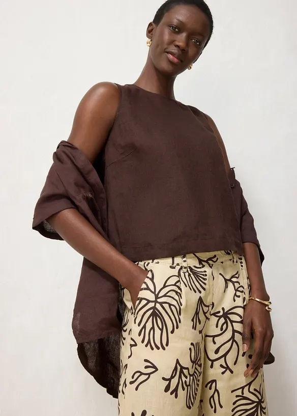 Pantaloni larghi in puro lino, bonprix