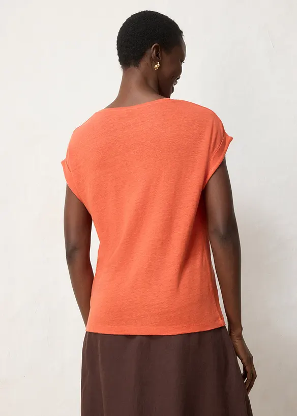 T-shirt leggera in puro lino con ricamo, bonprix
