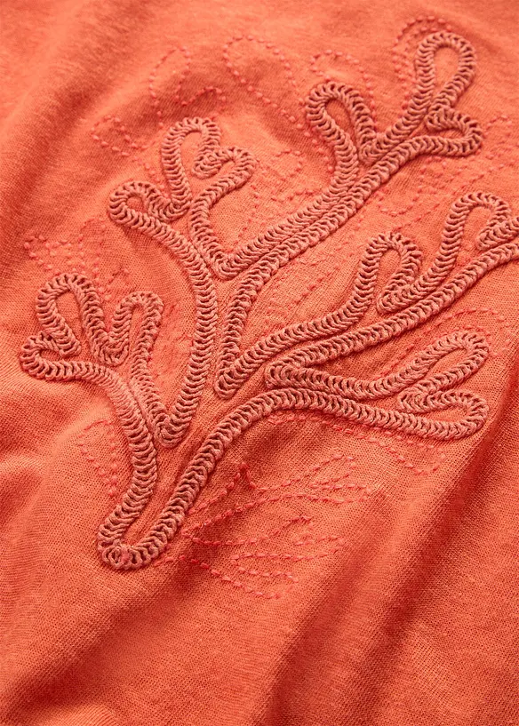 T-shirt leggera in puro lino con ricamo, bonprix