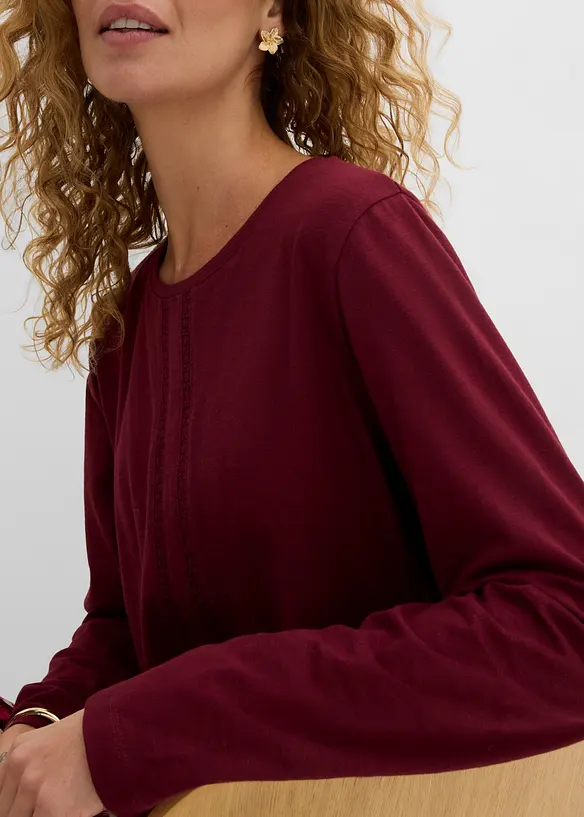 Maglia di puro cotone con pizzo, bonprix