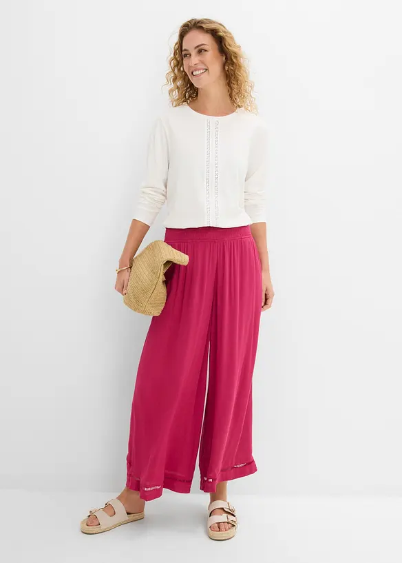 Maglia di puro cotone con pizzo, bonprix
