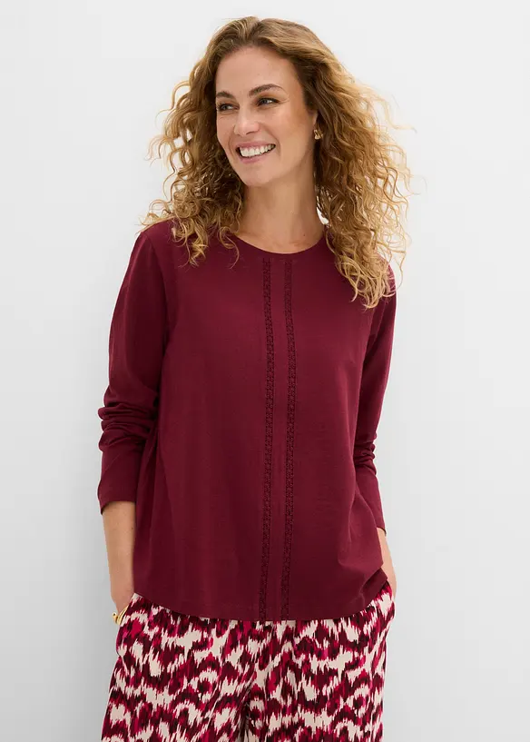 Maglia di puro cotone con pizzo, bonprix